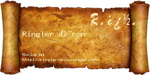 Ringler Áron névjegykártya